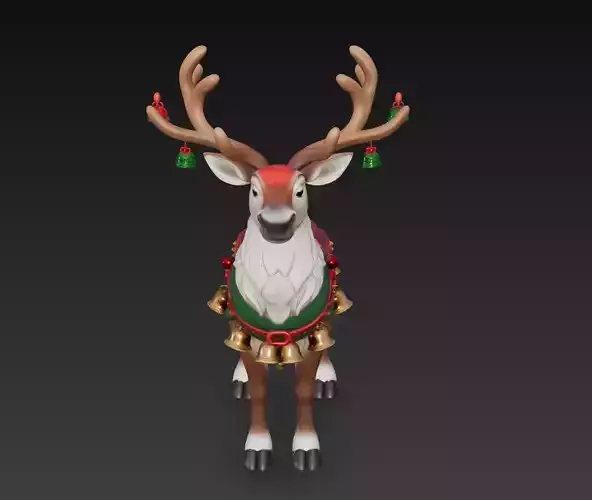 Festive Christmas Reindeer - Holiday Character Sculpture Model