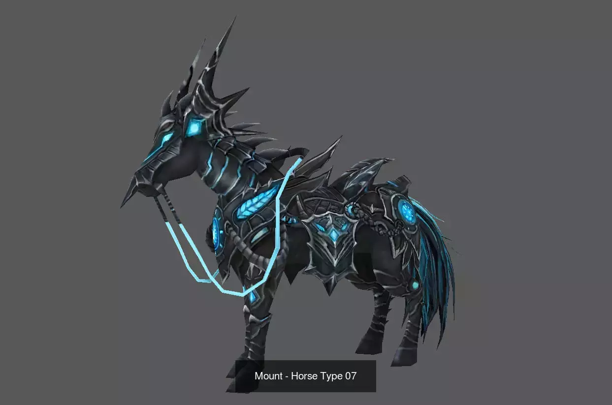 Pack of 10 Stylized Horse Mounts - Part 01 3D Model Collection_18