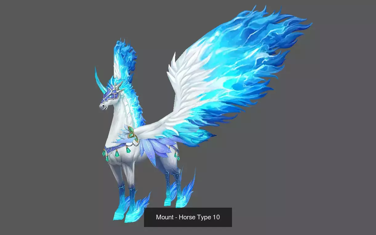 Pack of 10 Stylized Horse Mounts - Part 01 3D Model Collection_21