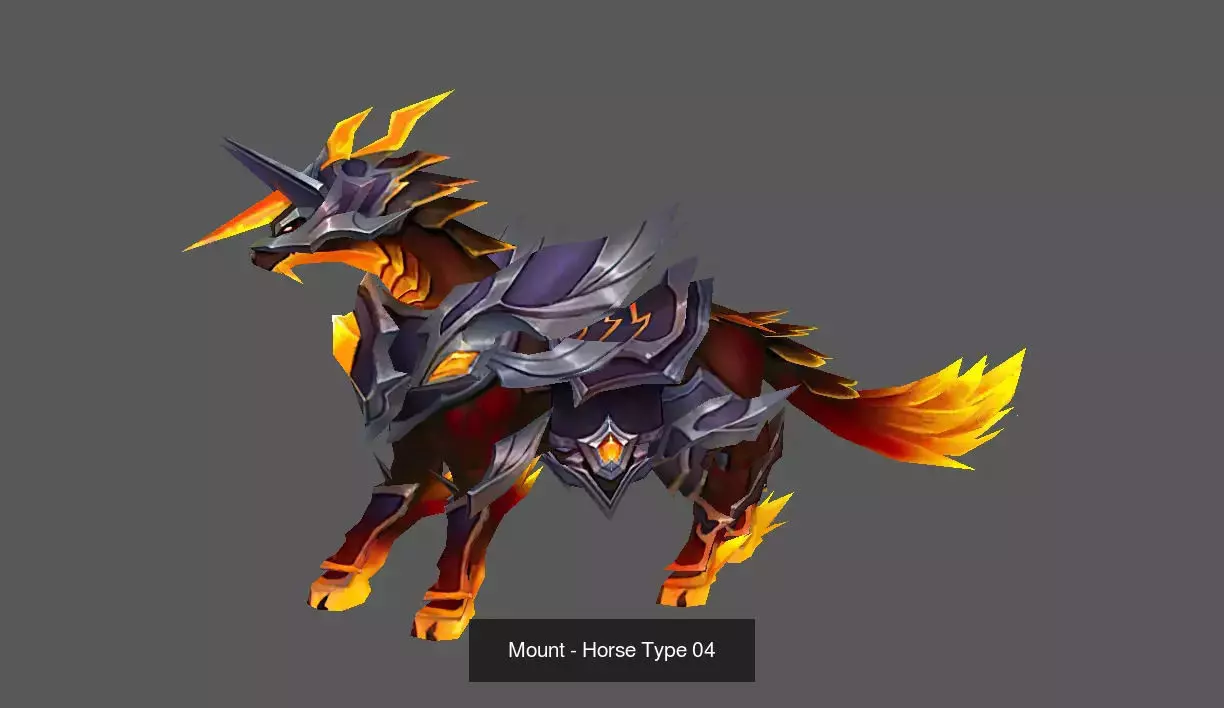 Pack of 10 Stylized Horse Mounts - Part 01 3D Model Collection_15