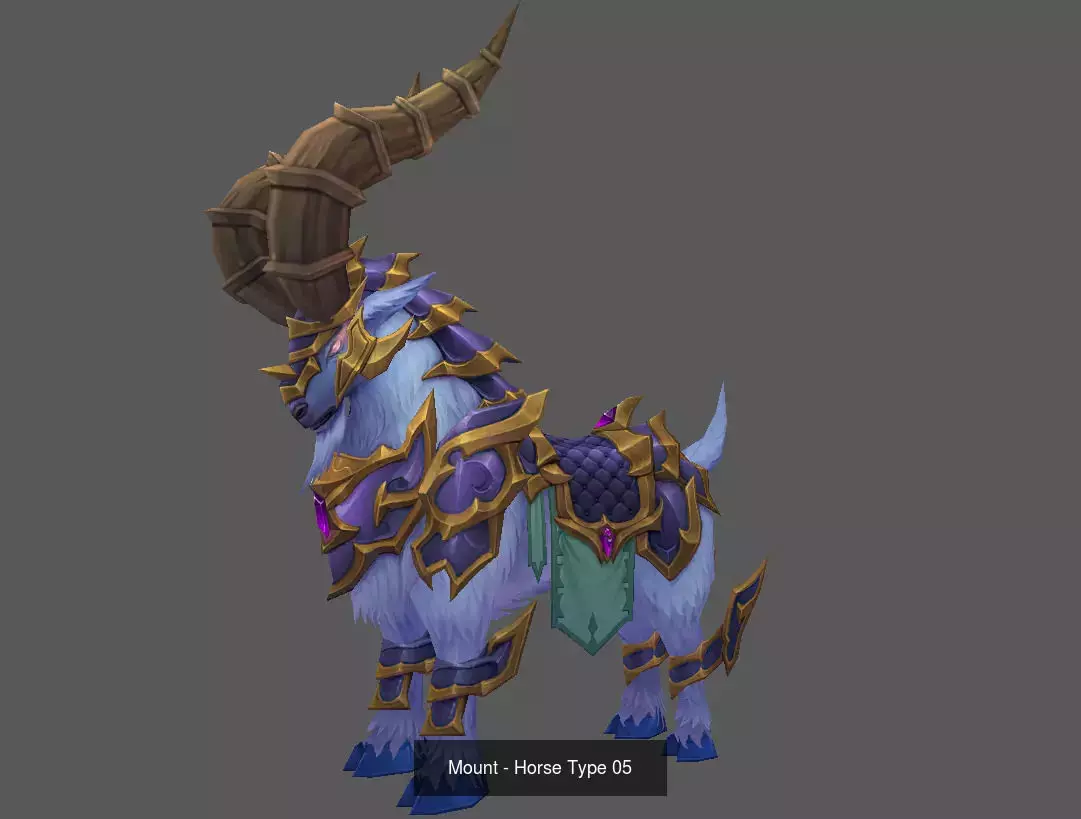 Pack of 10 Stylized Horse Mounts - Part 01 3D Model Collection_16