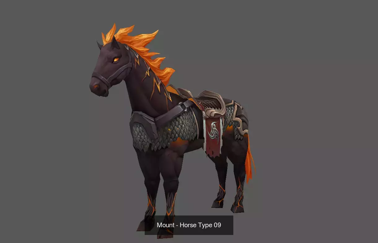 Pack of 10 Stylized Horse Mounts - Part 01 3D Model Collection_20