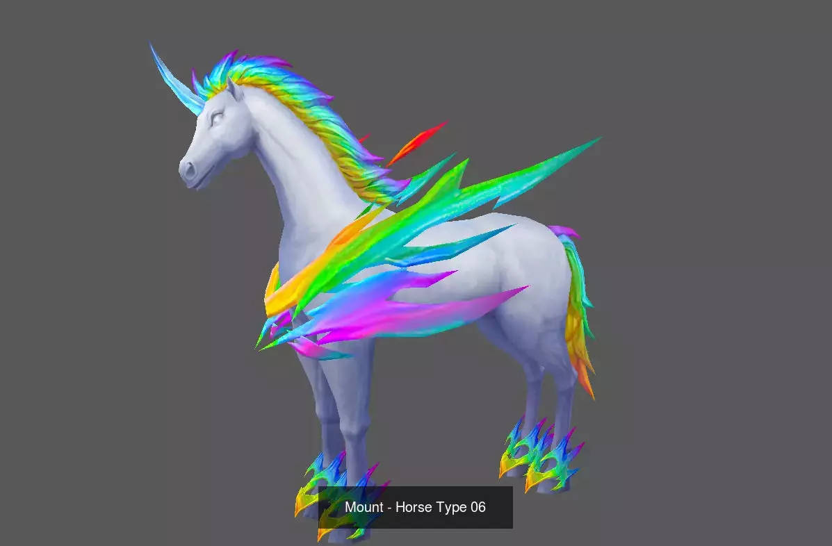 Pack of 10 Stylized Horse Mounts - Part 01 3D Model Collection_17