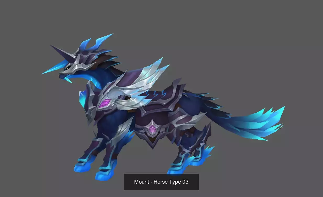 Pack of 10 Stylized Horse Mounts - Part 01 3D Model Collection_14
