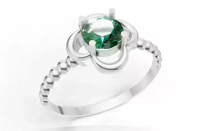 Clover Solitaire Ring STL File for 3D Printing 