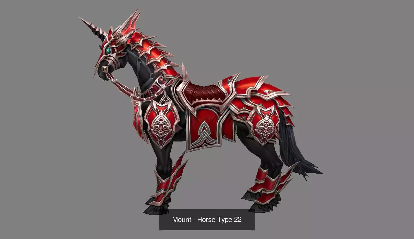 Pack of 10 Stylized Horse Mounts - Part 03 3D Model Collection_13