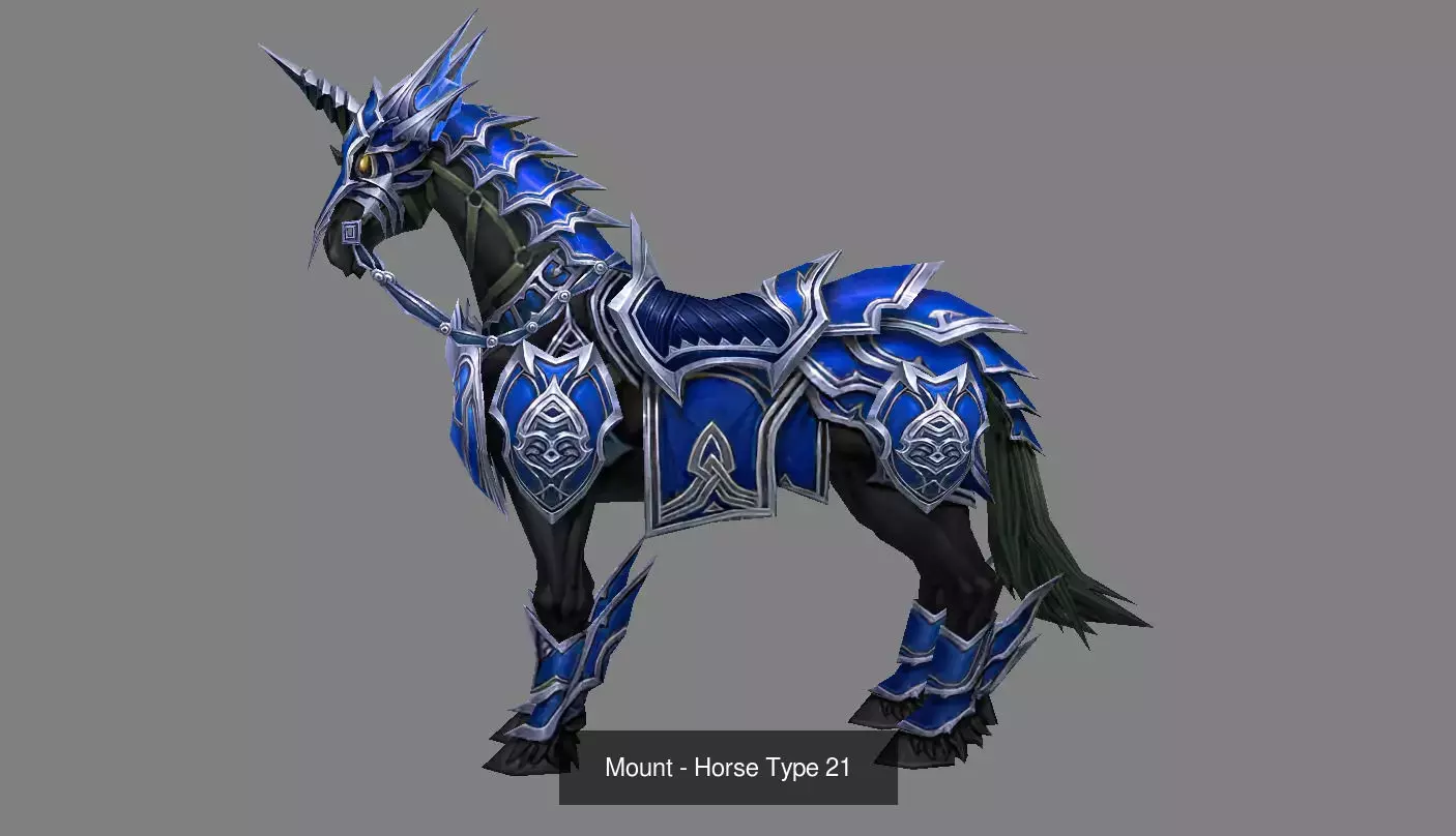 Pack of 10 Stylized Horse Mounts - Part 03 3D Model Collection_12