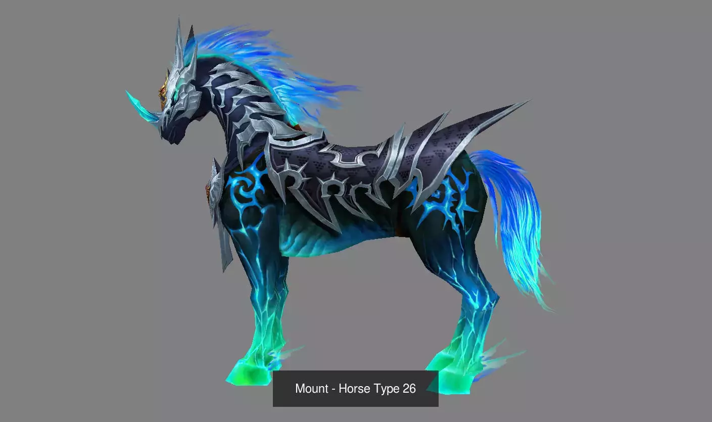 Pack of 10 Stylized Horse Mounts - Part 03 3D Model Collection_17