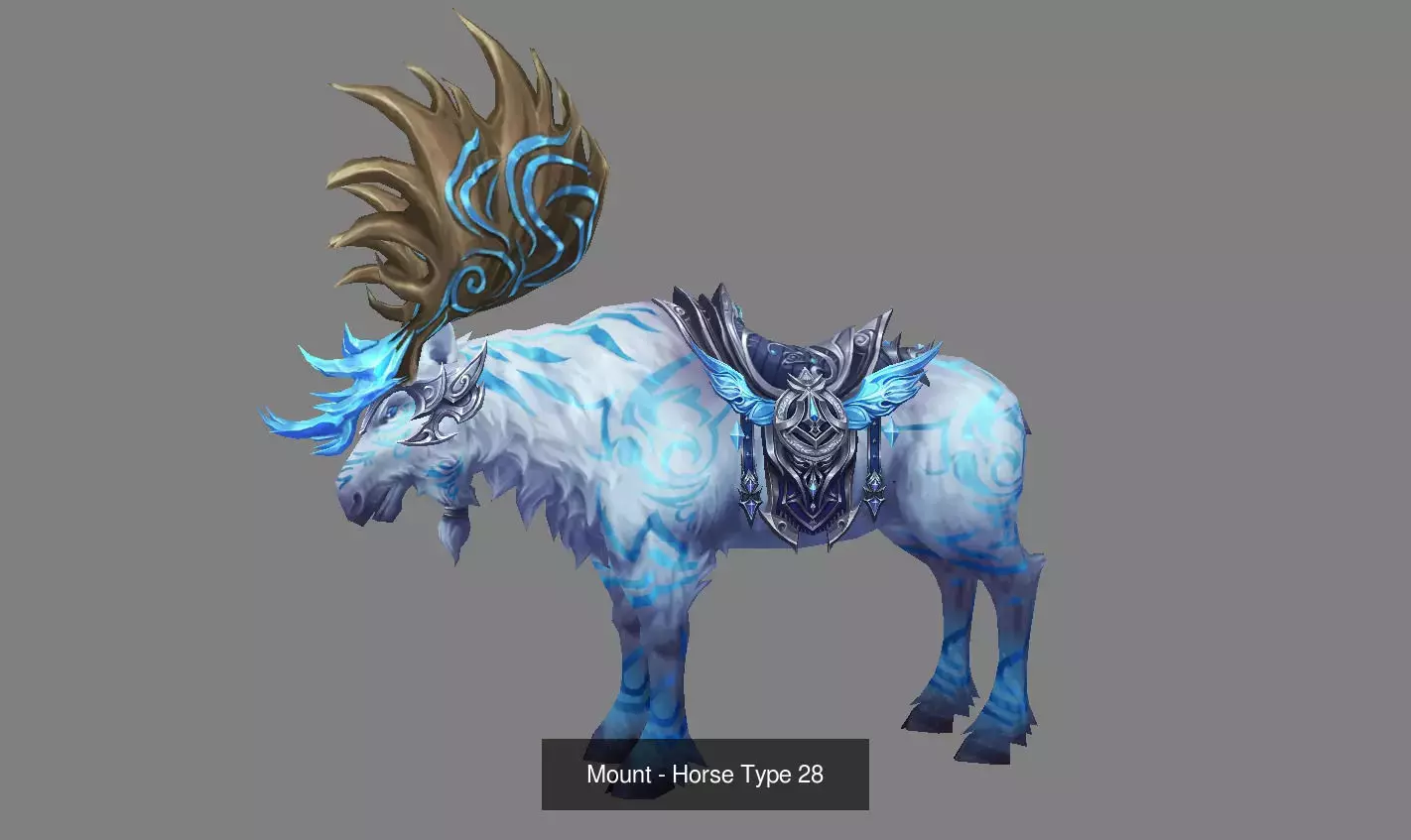 Pack of 10 Stylized Horse Mounts - Part 03 3D Model Collection_19