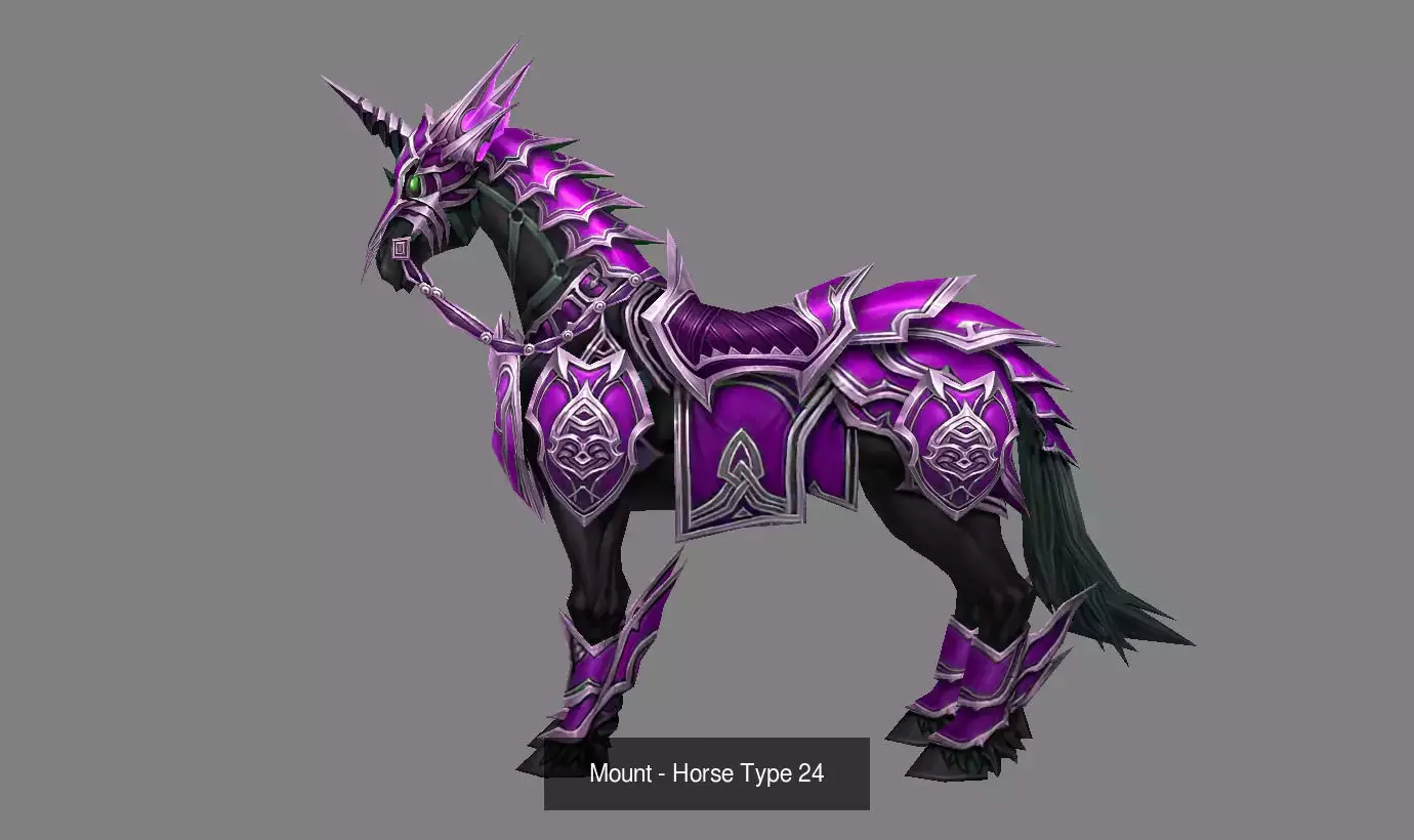 Pack of 10 Stylized Horse Mounts - Part 03 3D Model Collection_15