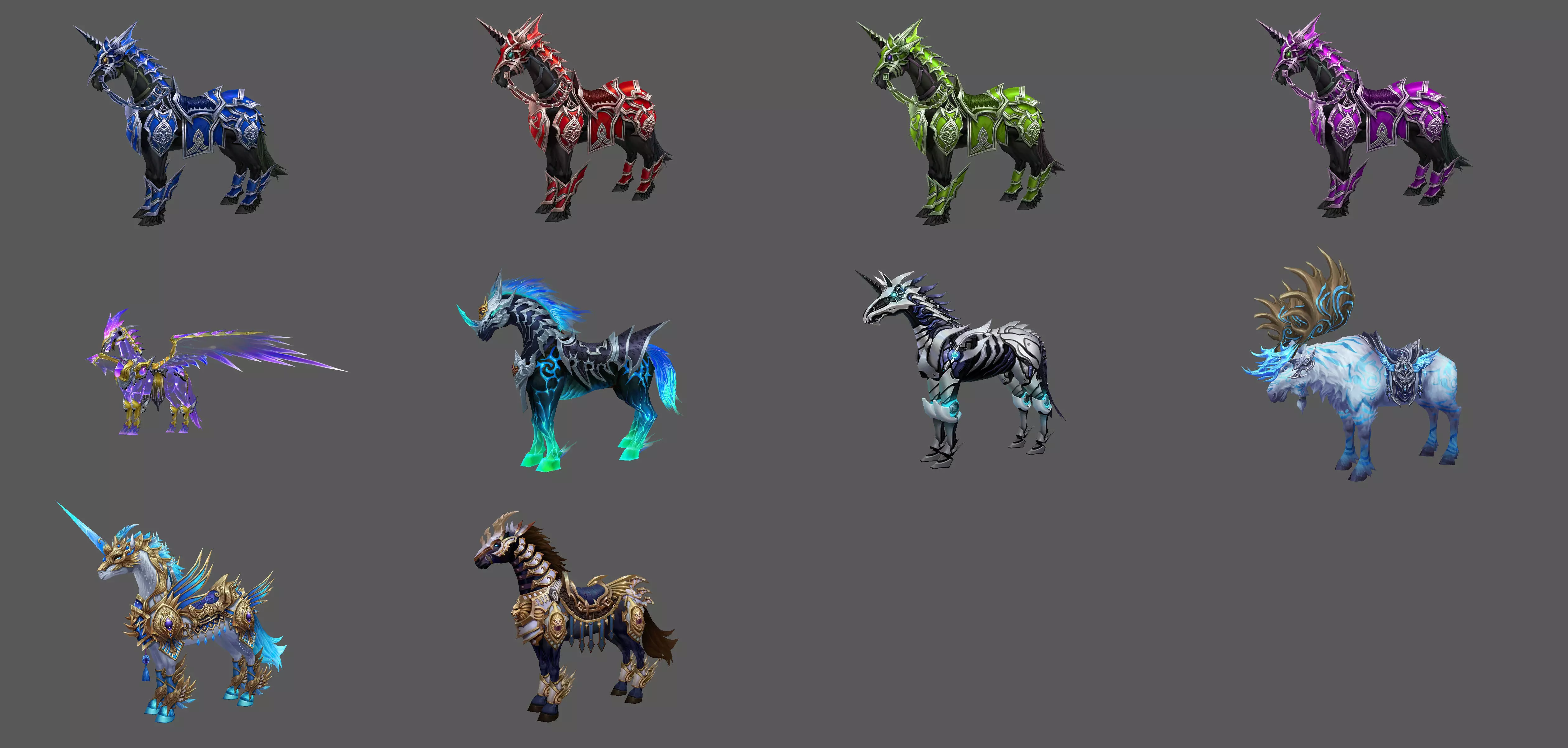 Pack of 10 Stylized Horse Mounts - Part 03 3D Model Collection_0