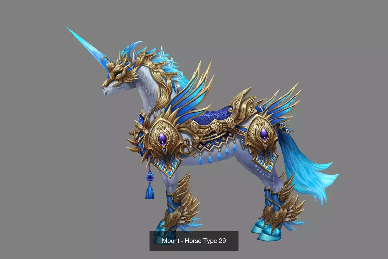 Pack of 10 Stylized Horse Mounts - Part 03 3D Model Collection_20