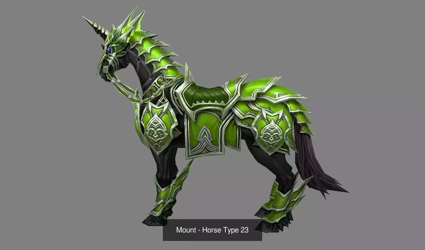 Pack of 10 Stylized Horse Mounts - Part 03 3D Model Collection_14