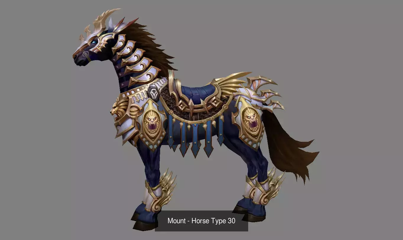 Pack of 10 Stylized Horse Mounts - Part 03 3D Model Collection_21