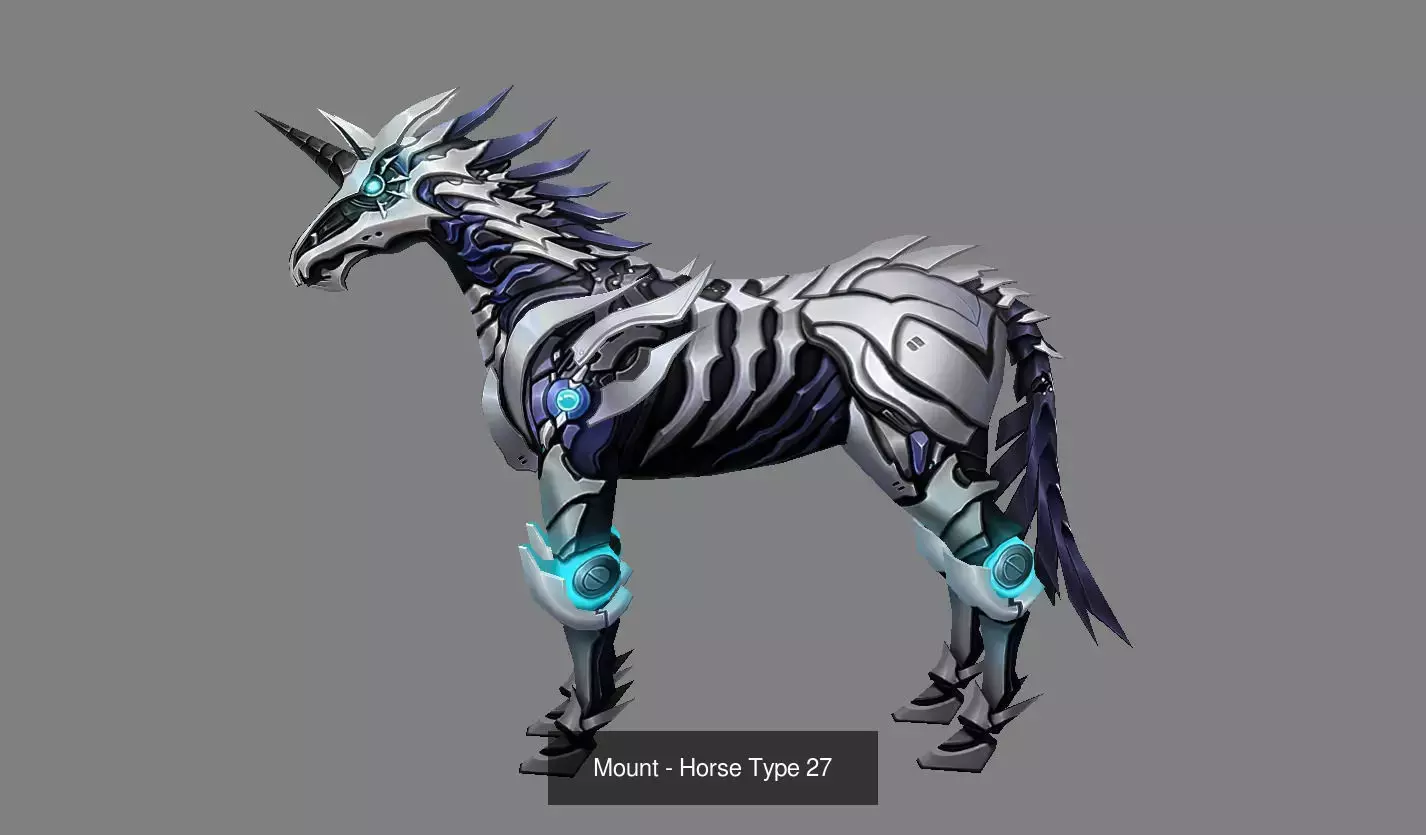 Pack of 10 Stylized Horse Mounts - Part 03 3D Model Collection_18