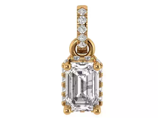 Emerald Diamond Halo Pendant