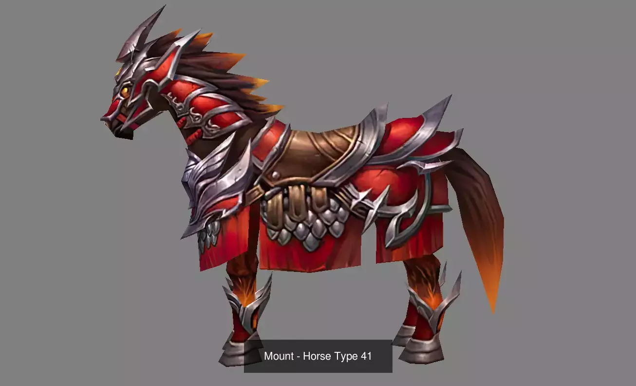 Pack of 10 Stylized Horse Mounts - Part 05 3D Model Collection_12