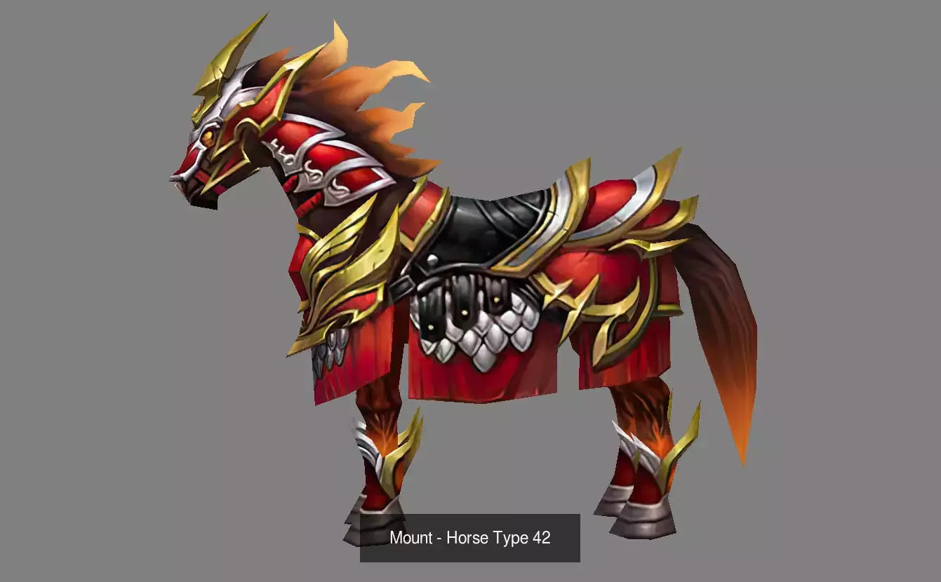 Pack of 10 Stylized Horse Mounts - Part 05 3D Model Collection_13