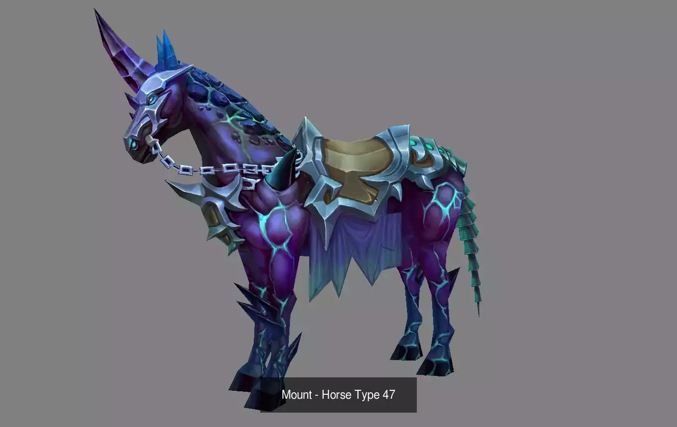 Pack of 10 Stylized Horse Mounts - Part 05 3D Model Collection_18
