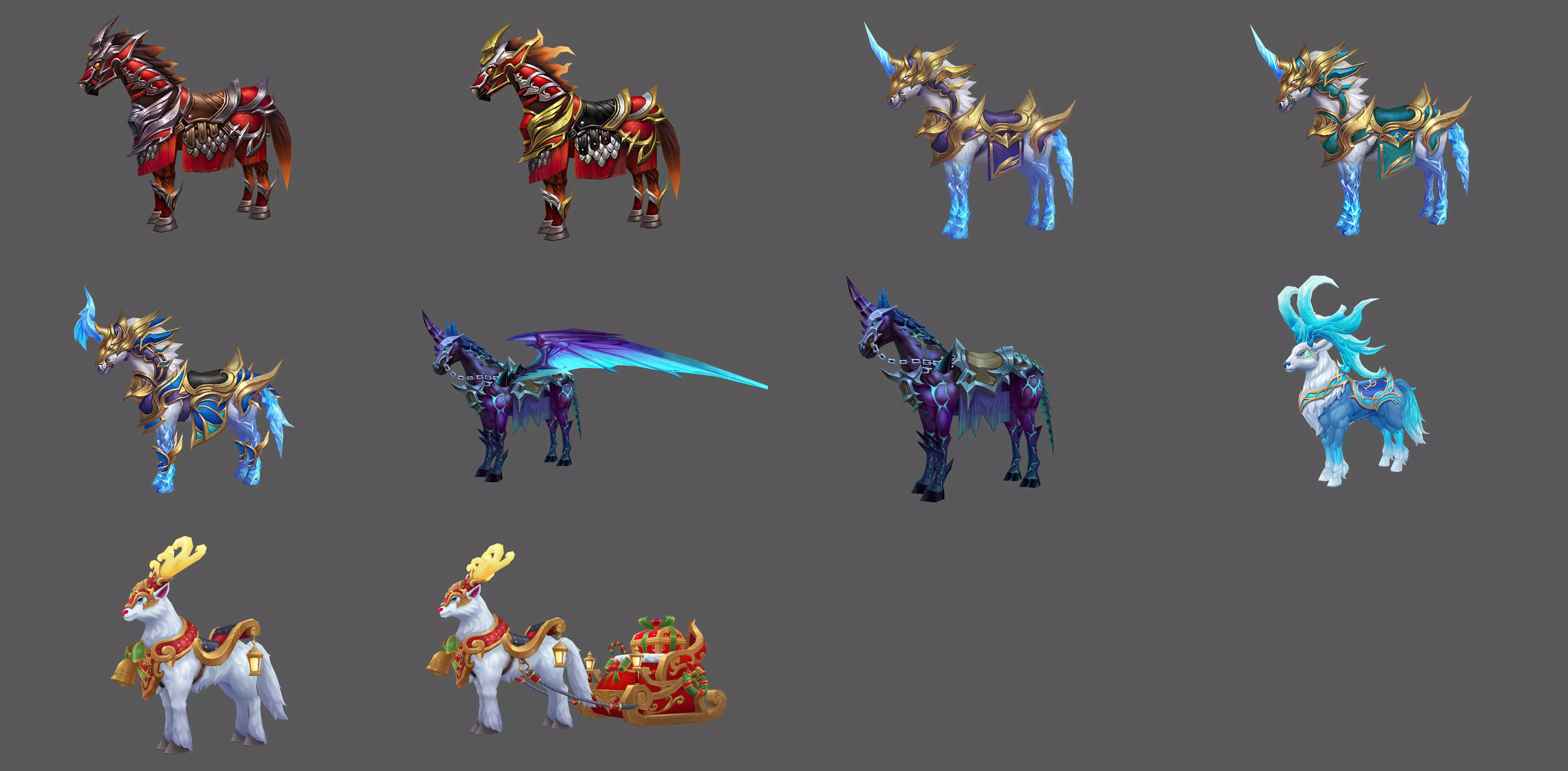 Pack of 10 Stylized Horse Mounts - Part 05 3D Model Collection_0