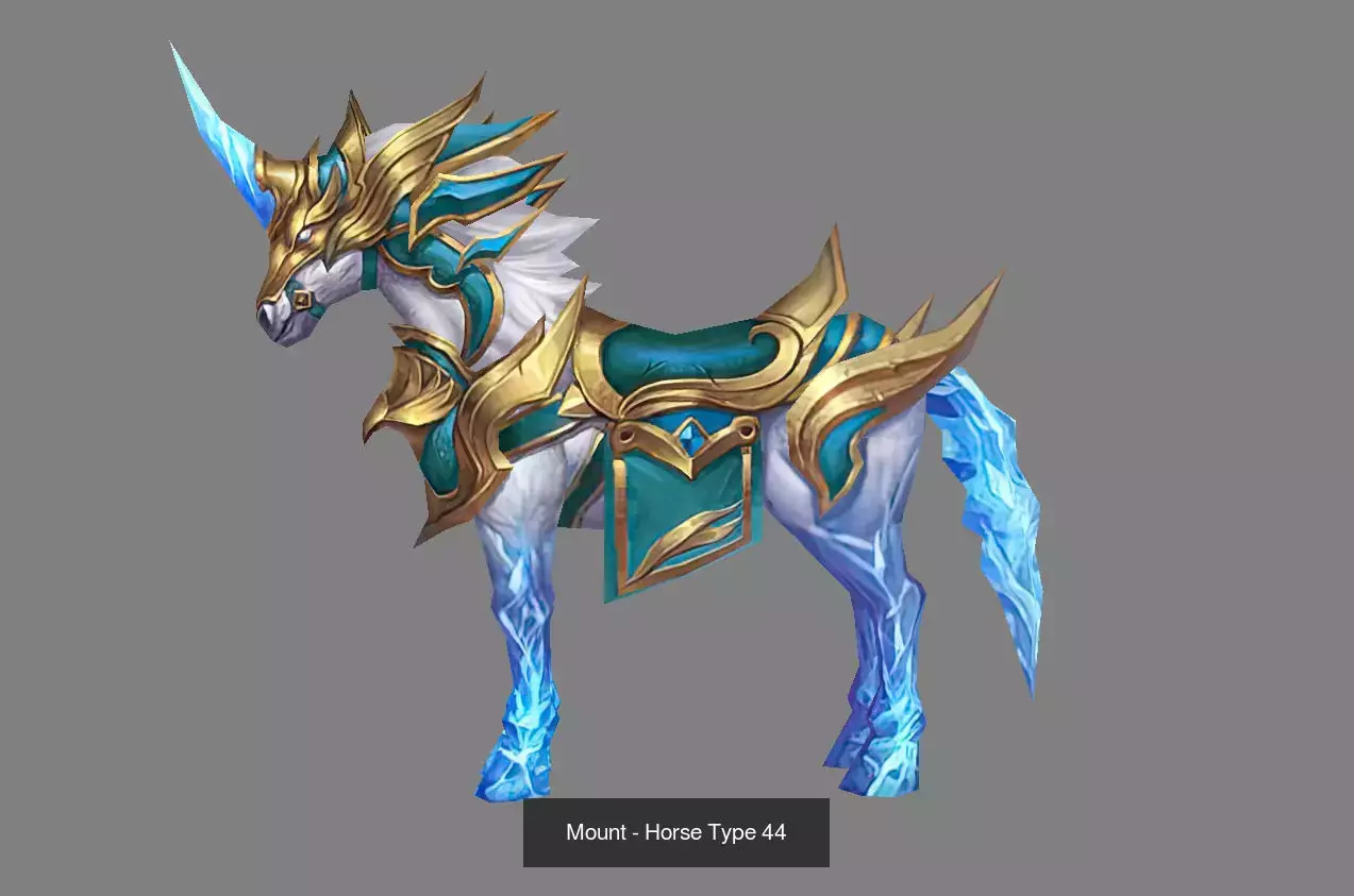 Pack of 10 Stylized Horse Mounts - Part 05 3D Model Collection_14