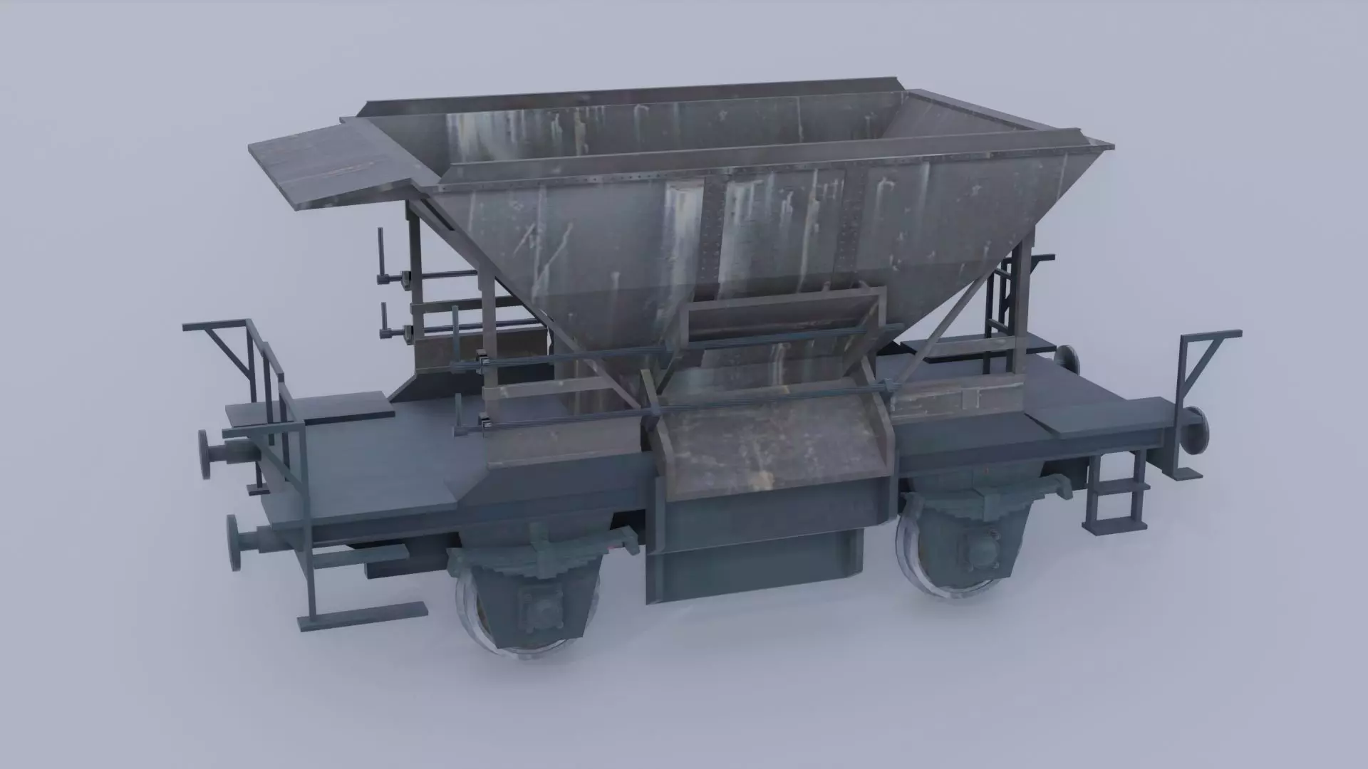 Old industrial gravel railcar 3D model_0