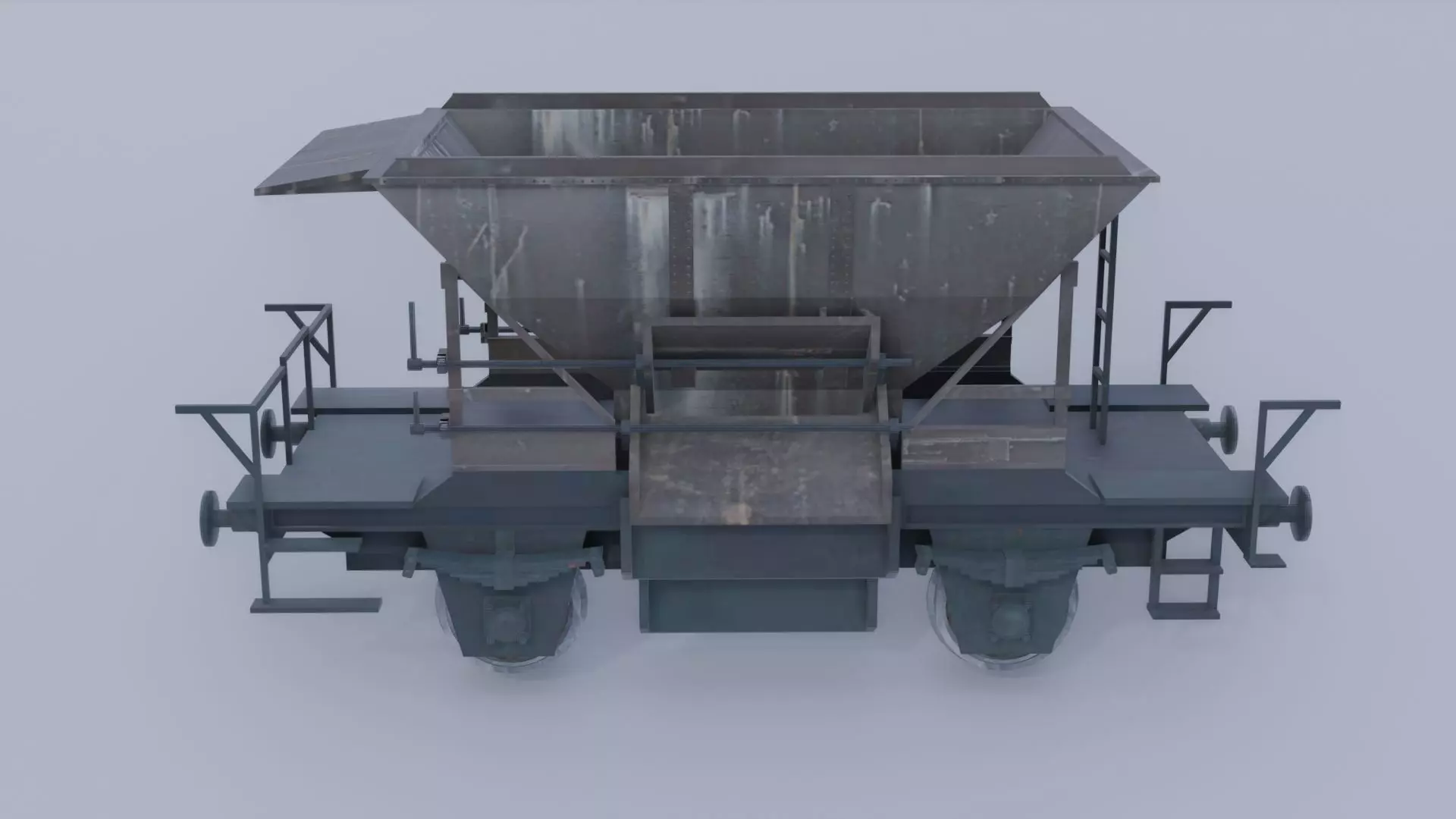 Old industrial gravel railcar 3D model_1