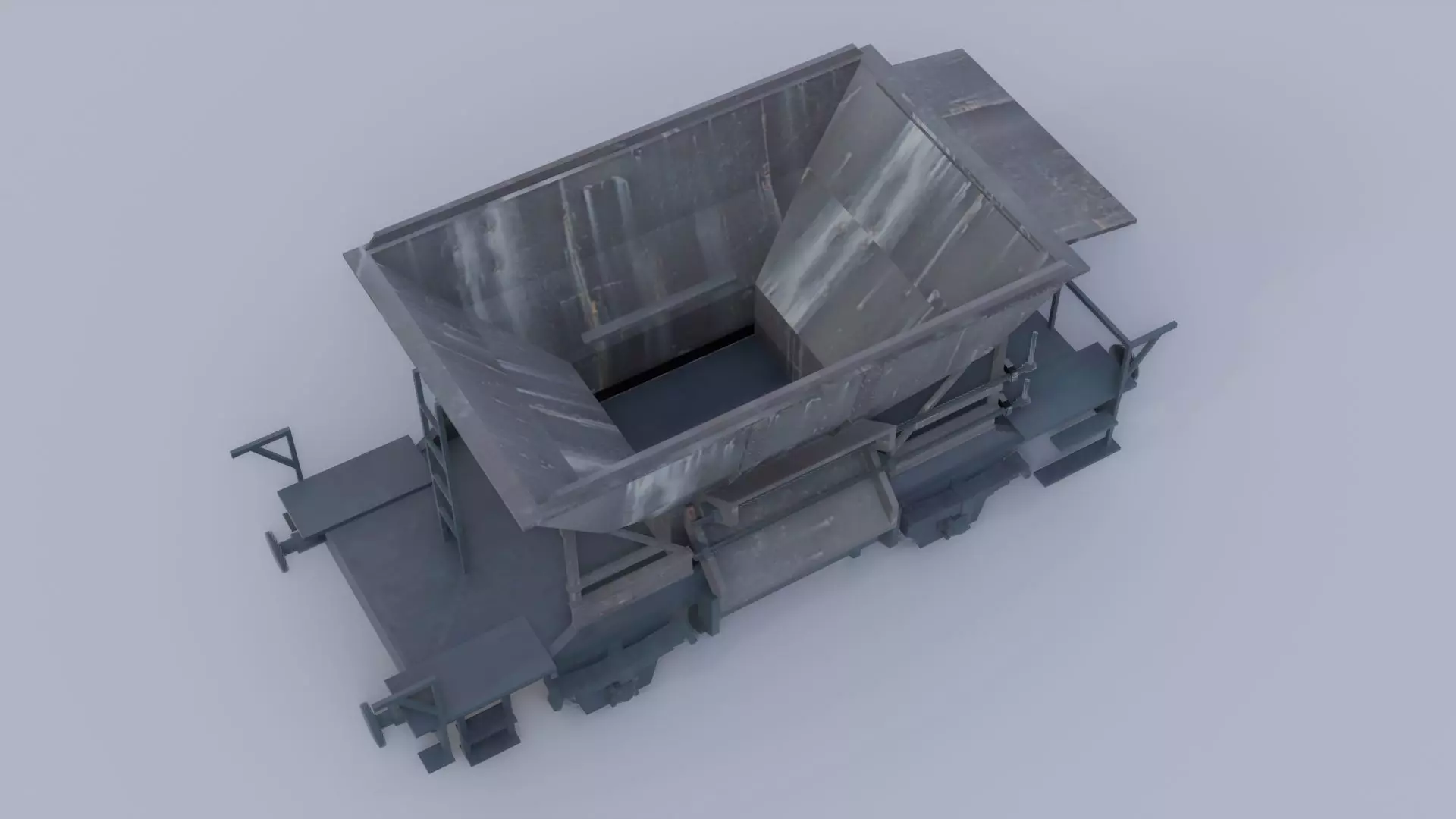 Old industrial gravel railcar 3D model_6