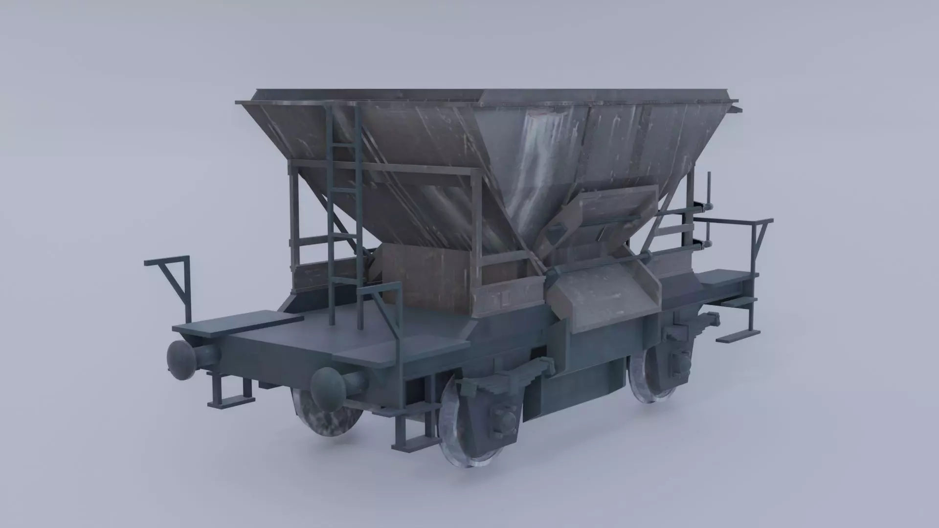 Old industrial gravel railcar 3D model_5