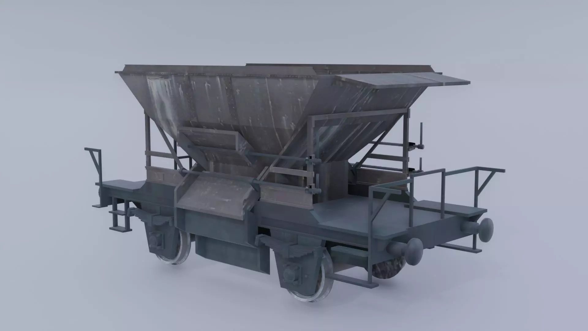 Old industrial gravel railcar 3D model_4