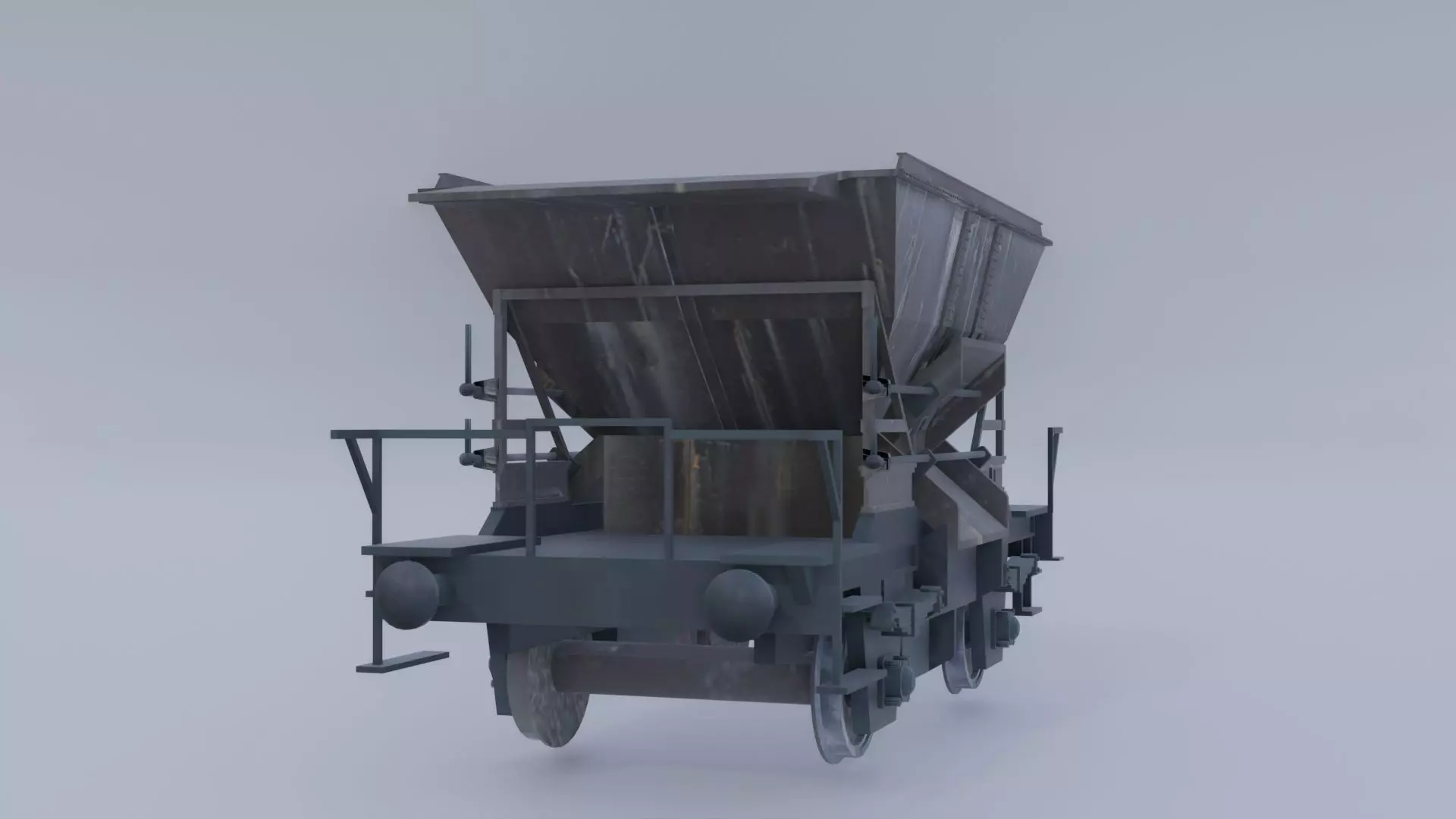 Old industrial gravel railcar 3D model_3