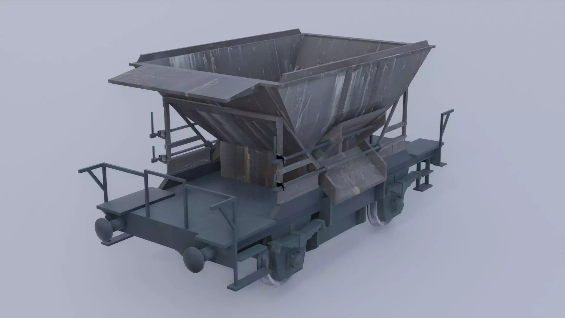 Old industrial gravel railcar 3D model_2