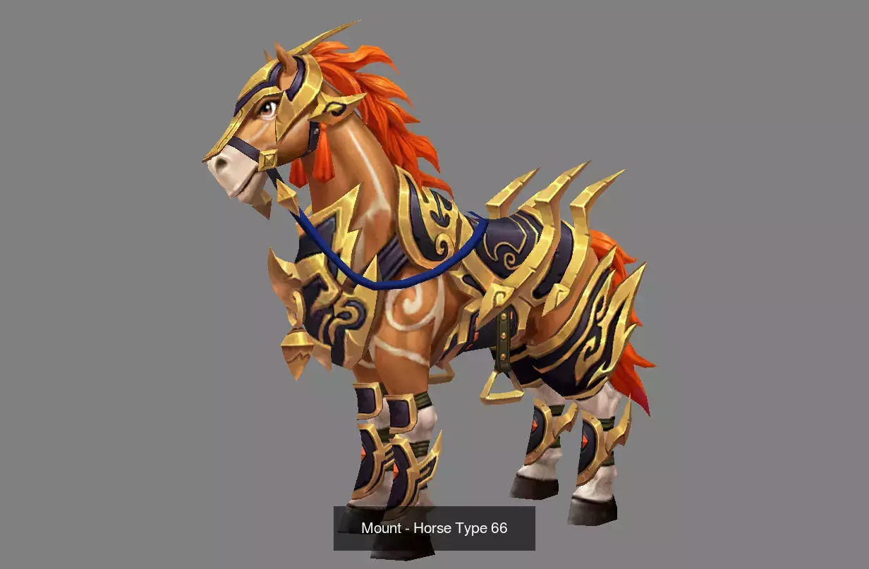 Pack of 10 Stylized Horse Mounts - Part 07 3D Model Collection_17