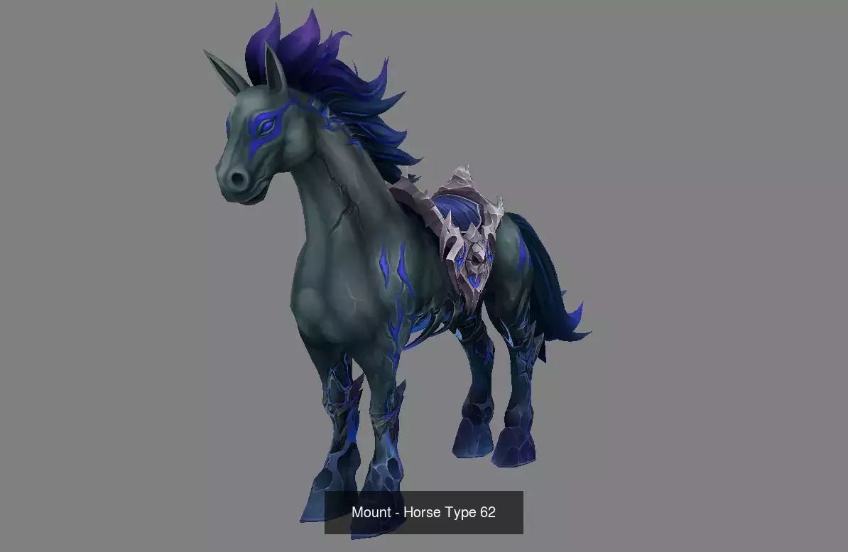 Pack of 10 Stylized Horse Mounts - Part 07 3D Model Collection_13