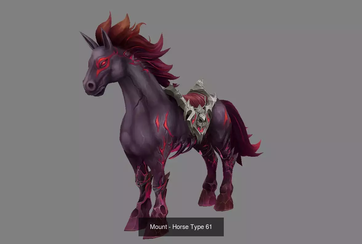 Pack of 10 Stylized Horse Mounts - Part 07 3D Model Collection_12