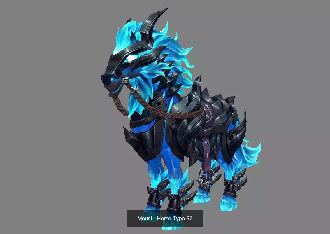 Pack of 10 Stylized Horse Mounts - Part 07 3D Model Collection_18