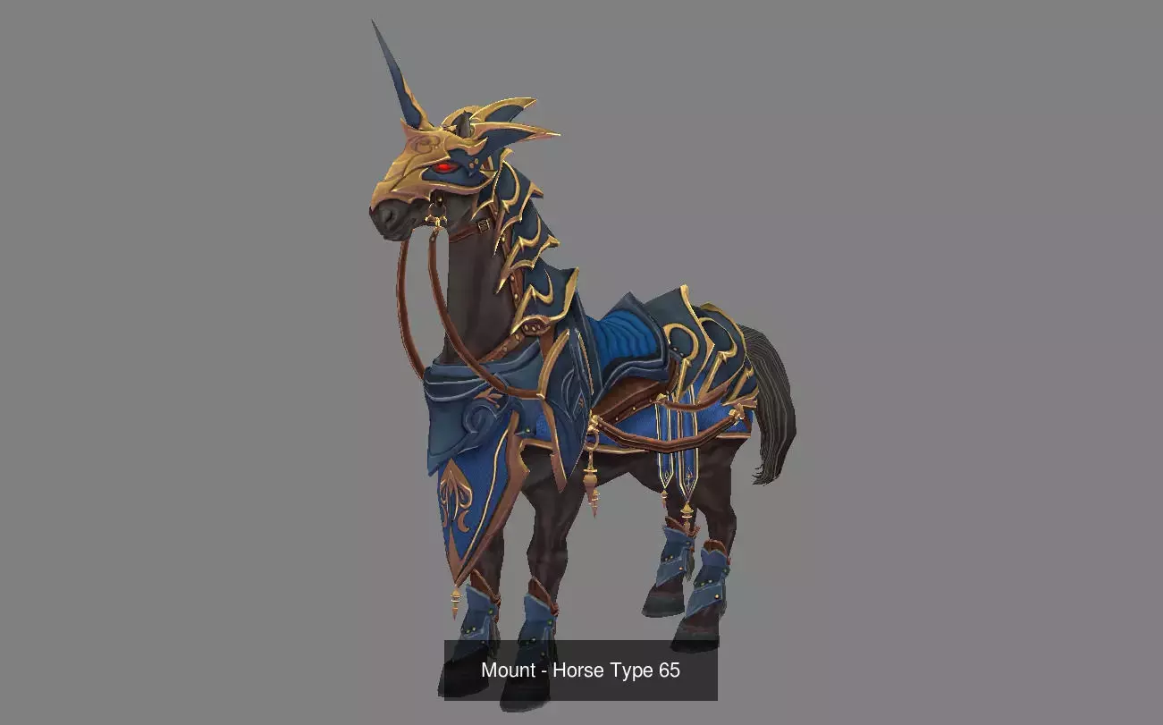 Pack of 10 Stylized Horse Mounts - Part 07 3D Model Collection_15
