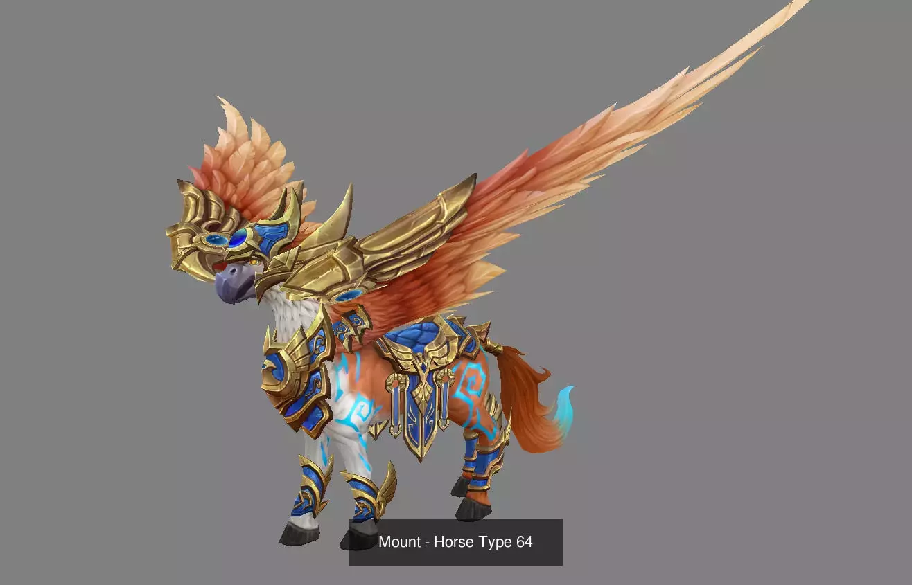 Pack of 10 Stylized Horse Mounts - Part 07 3D Model Collection_16
