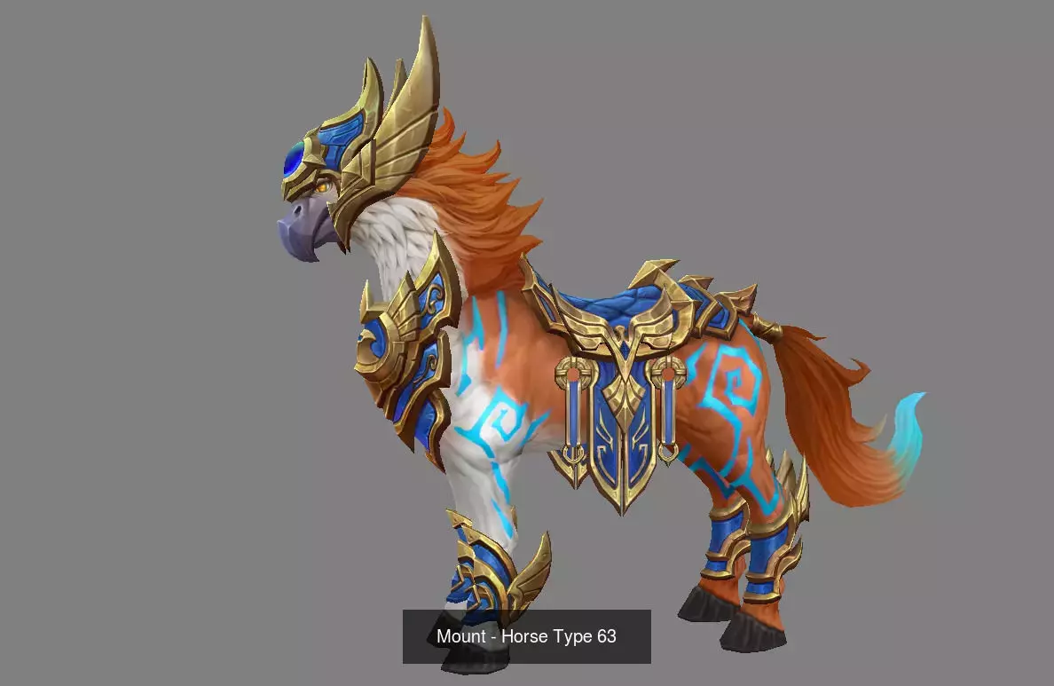 Pack of 10 Stylized Horse Mounts - Part 07 3D Model Collection_14