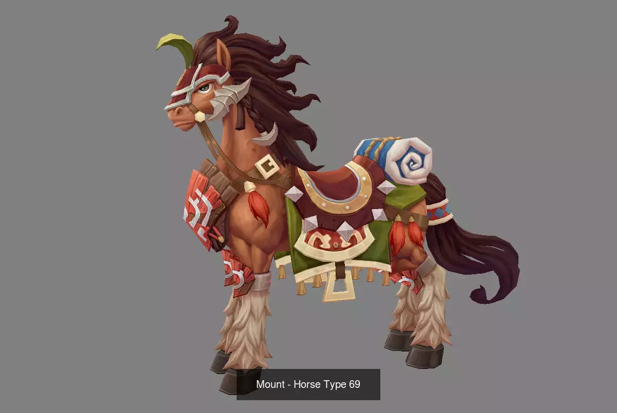 Pack of 10 Stylized Horse Mounts - Part 07 3D Model Collection_20