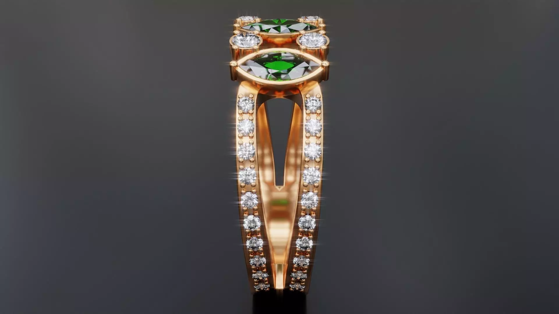 Emerald Crown ring 3D print model_1