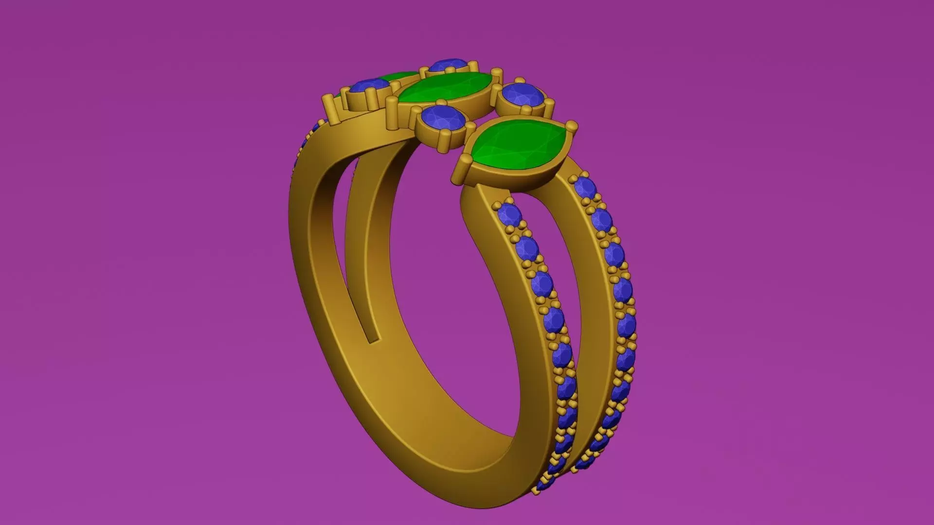 Emerald Crown ring 3D print model_4