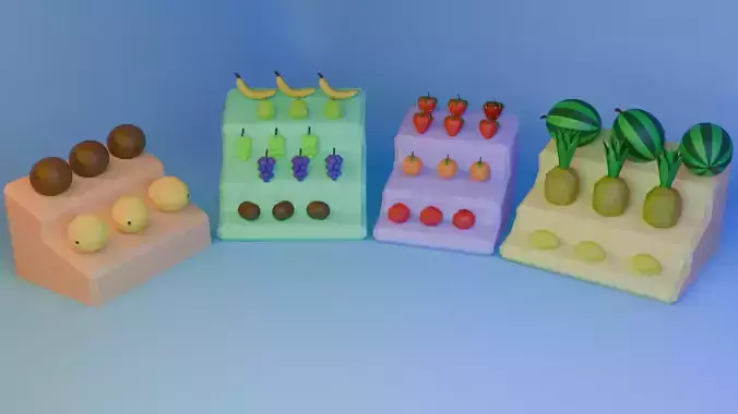 3D Low Poly Fruit Pack and Ready for 3D Games model