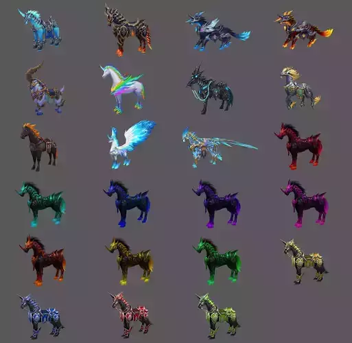 Pack of 70 Stylized Horse Mounts