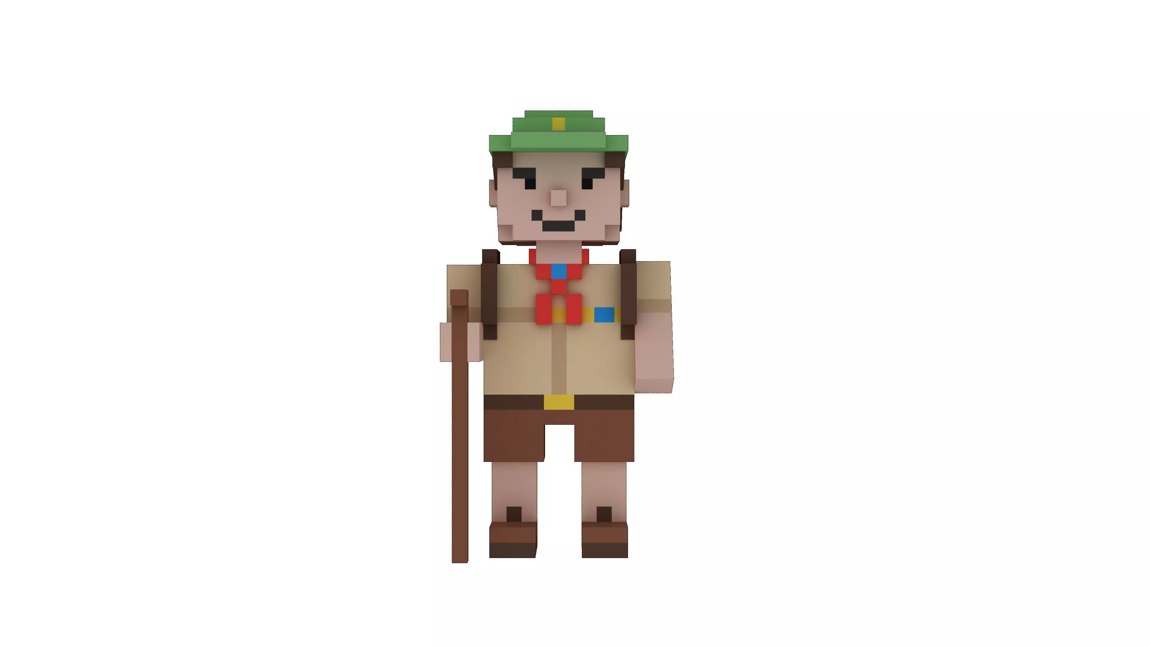 Scout boy voxel character Low-poly 3D model_5