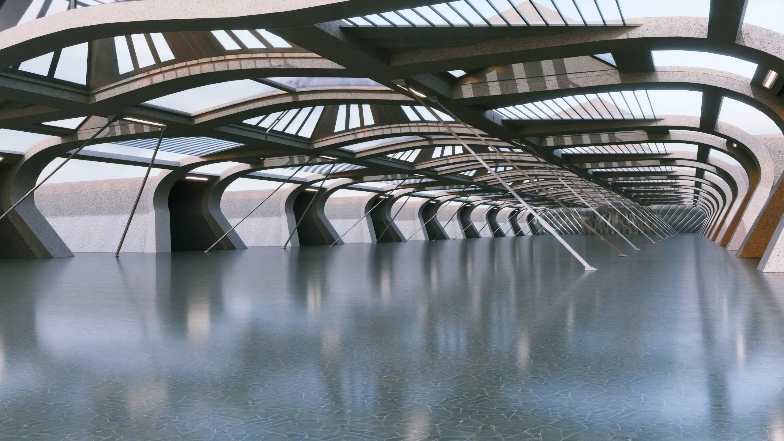 Concrete Corridor Scene - Architectural Background - V1U10 3D model