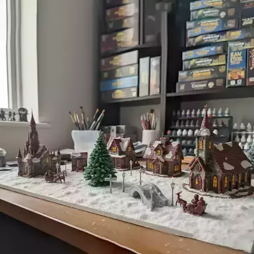 Christmas Village Miniature Set Festive Diorama STL in 11 files 