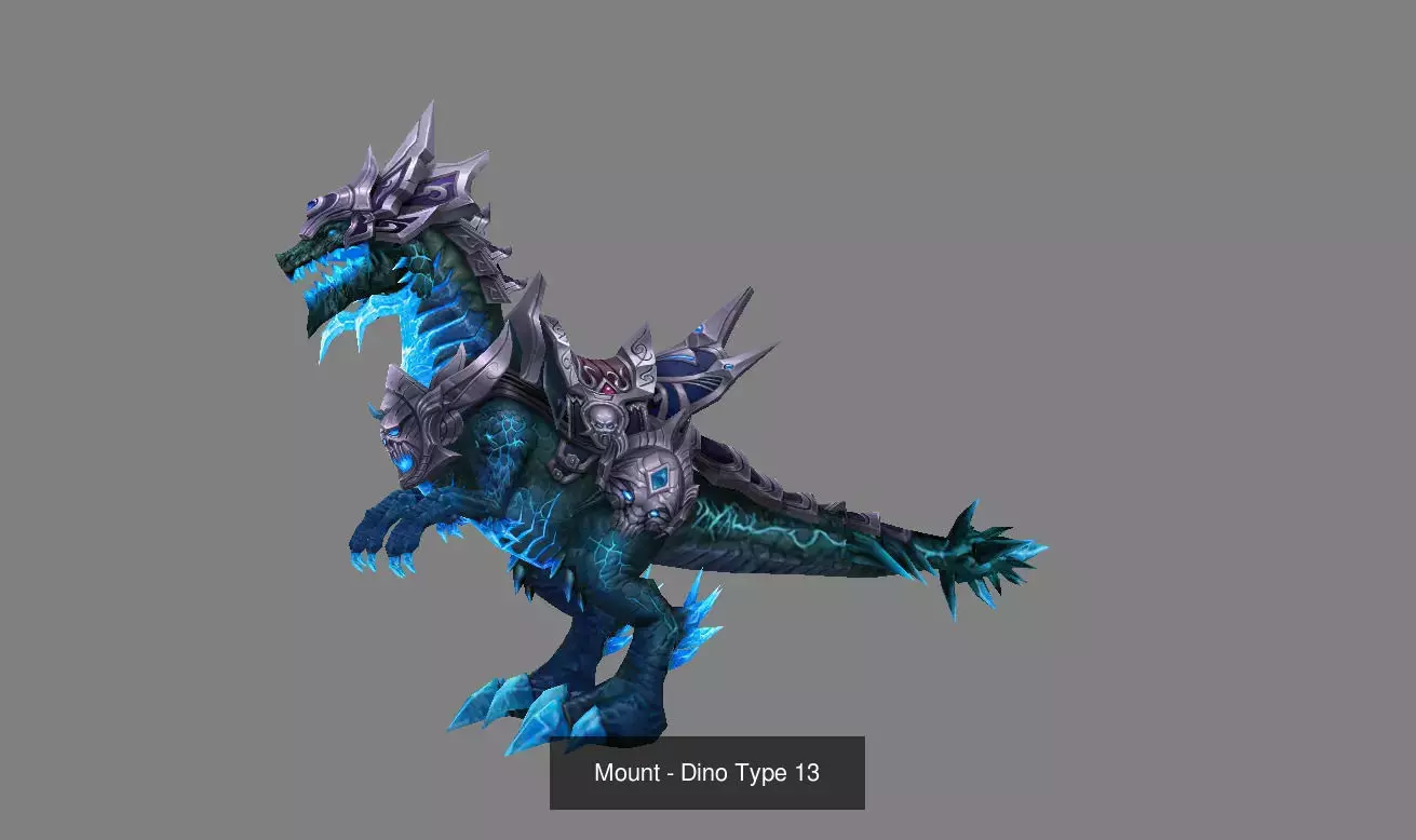 Pack of 20 Stylized Dino Mounts 3D Model Collection_31