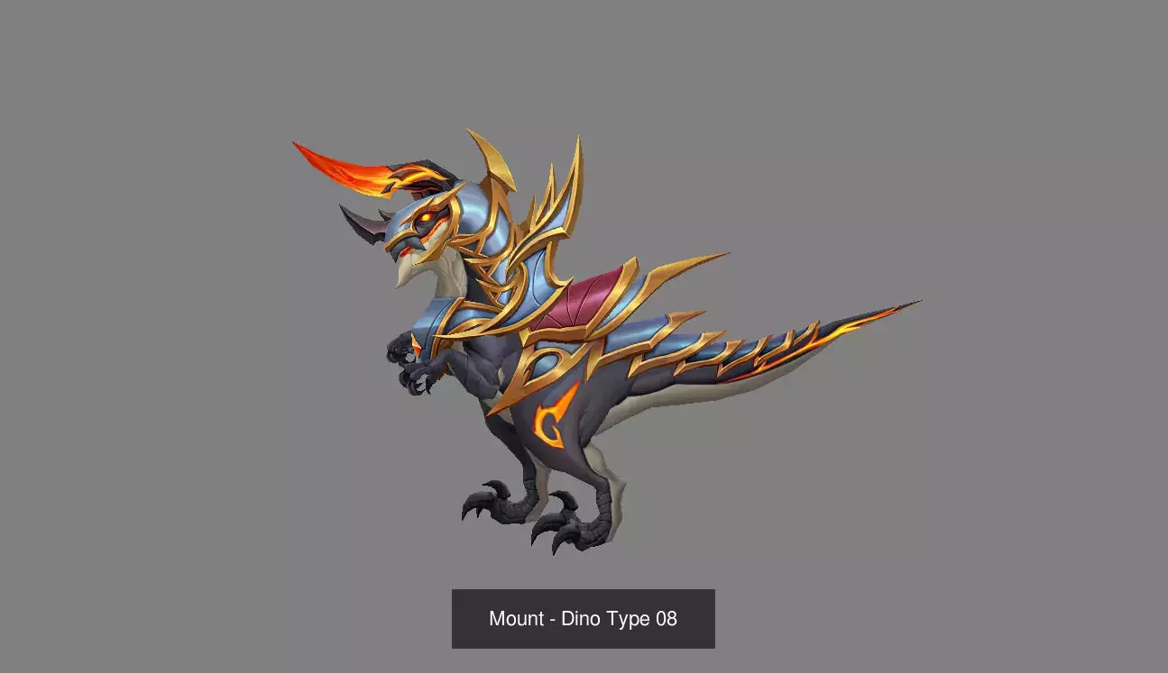 Pack of 20 Stylized Dino Mounts 3D Model Collection_36