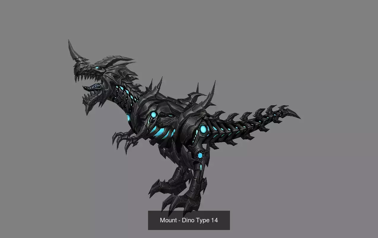 Pack of 20 Stylized Dino Mounts 3D Model Collection_30